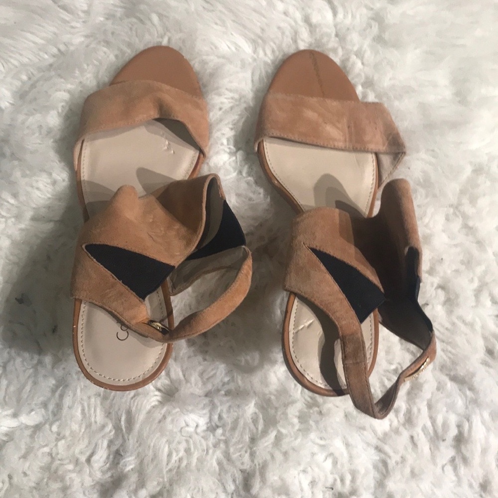 Calvin Klein double strapped heeled suede sandal Size 11